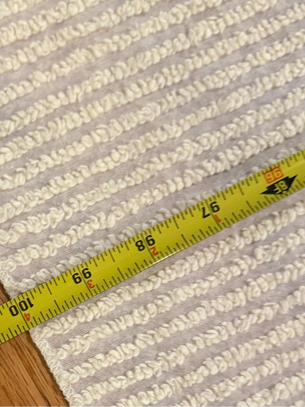 VTG Cotton Cream Textured Ribbed Fringe Bed Coverlet Twin Cottage Shabby Chic - Picture 9 of 10